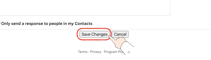 Gmailの設定画面で、「Save Changes」をクリックする操作画面。